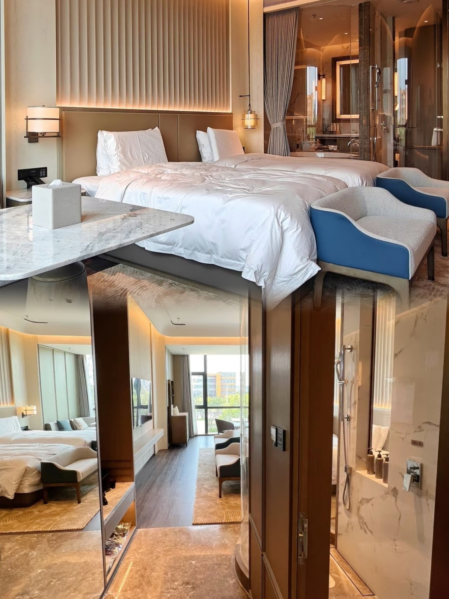 Shanghai Fumao International Hotel adalah hotel bisnis dan resor mewah yang baru dibuka, terletak di kawasan perkotaan yang ramai di Shanghai. Hotel ini menggabungkan desain seni modern dengan esensi budaya Haipai untuk menciptakan pengalaman perjalanan yang mewah namun praktis.

Setelah lama mempertimbangkan antara tempat tidur king dan twin, saya hanya ingin berbaring sepanjang hari. Saya sangat menyukai kasur King Koil, yang digunakan di ratusan hotel tempat saya menginap setiap tahun, terutama hotel-hotel mewah. Saya selalu tidur nyenyak di atasnya. Ada juga mesin cuci-pengering Haier, deterjen, dan setrika uap genggam—fasilitasnya sangat lengkap!

Bathtub TOTO yang dipadukan dengan perlengkapan mandi Gaomei membuat pengalaman ini luar biasa!! Anda benar-benar bisa berendam di bathtub besar ini!  
Minibar menyediakan minuman, teh, dan kopi, dan harganya cukup terjangkau.

Fasilitas:  
Parkir hotel: Gratis selama Anda menginap!! Jangan lupa untuk mengambil tiket parkir di resepsionis;  
Halaman pernikahan: Impian putri menjadi kenyataan, sangat romantis SOS

Tips perjalanan:  
Qiantan Taikoo Li: Jalur Metro 8, area komersial yang sangat populer;  
Sanlin Old Street: Sejarah lokal Shanghai, jalan tua ini sangat santai;  
Disneyland, The Bund, Miracle Garden... semua atraksi dan tempat foto sangat dekat!